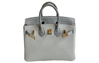 HERMES Birkin Crocodile Leather With Cow Leather Birkin Bag Handbag Regular Women's Pearl Gray