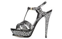 SAINT LAURENT Tribute Roman Sandals Women's Silver Black