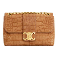 CELINE Crocodile Leather Crossbody Bag Shoulder Bag Women's Brown