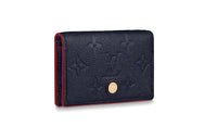 LOUIS VUITTON Cow Leather Card Holder Women's Deep Sea Blue & Red