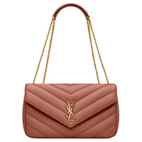 SAINT LAURENT LOULOU Lambskin Shoulder Bag Medium Size Women's Red
