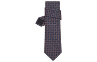 HERMES Ties Men Marine Blue/Orange/Pumpkin Yellow