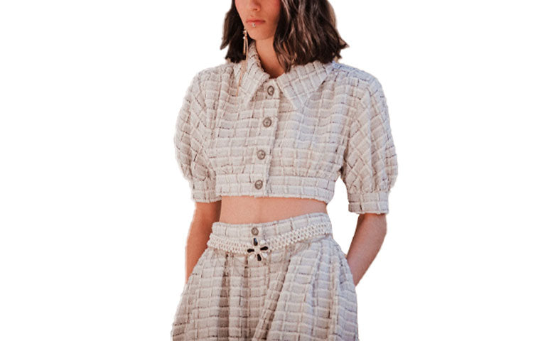 CHANEL SS22 Cropped Coat Women's Light Gray