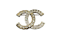 CHANEL Metal Faux Diamond Brooches Women's Gold