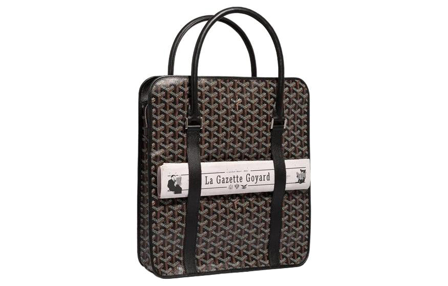 GOYARD Bourgogne Canvas With Leather Handbag Unisex Black