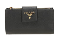 PRADA Cow Leather Wallet Women's Black