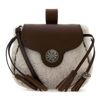 PRADA Shearling Crossbody Bag, Shoulder Bag Small Size Women's Beige & Tan