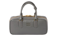 MIU MIU Leather Shoulder Bag Crossbody Bag Handbag Women's Gray