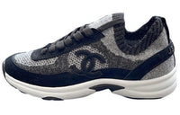 CHANEL Low-Top Casual Shoes Women's Gray Blue