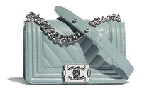 CHANEL Cow Leather Chain Bag Crossbody Bag Shoulder Bag Women's Blue