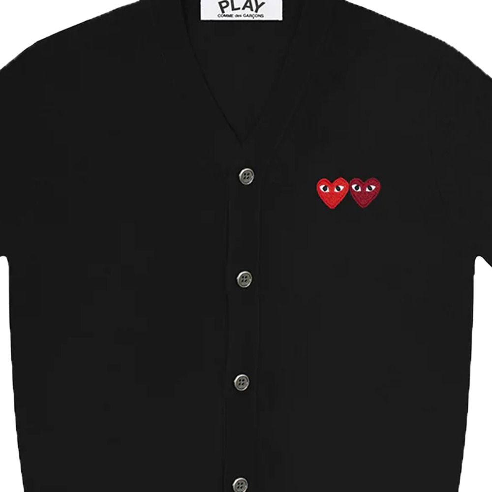 COMME des GARCONS PLAY FW25 Double Heart Cardigan 'Black' AX-N058-051-1