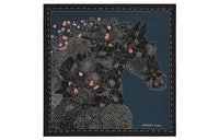 HERMES Silk Scarf Women's Black/Dark Blue