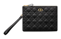 DIOR Caro Soft Cannage Calfskin Clutch Medium Size Women's Black