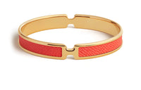 HERMES Calfskin Gold-Plated Bangles Women's Orange
