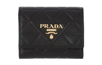 PRADA Leather Wallet Mini Women's Black