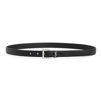 SAINT LAURENT Metal Leather Belts Men's Black 2CM