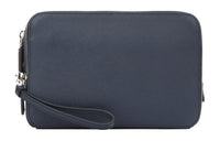 PRADA Leather Clutch Men's Dark Blue