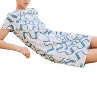 HERMES Short-Sleeved Dresses Women's Blue White