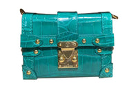 LOUIS VUITTON Trunk Polished Crocodile Leather Soft Box Clutch Wallet Women's Green