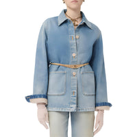 CHANEL Denim Jacket Women's Light Blue