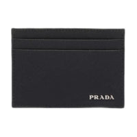 PRADA Leather Card Holder Men's Black