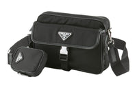 PRADA Saffiano Leather With Nylon Crossbody Bag Shoulder Bag Men's Black