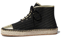 CHANEL Espadrilles Women's High-Top Black Gold