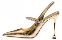 MIU MIU Slim Heel High Heels 10.5cm Women's Gold