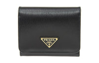 PRADA Cow Leather Wallets Coin Purses Regular Women's Black
