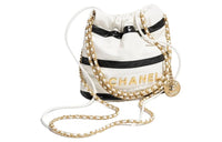 CHANEL 22Bag Leather Shoulder Bag Women's White & Black
