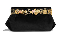 CHANEL Velour Clutch Women's Black