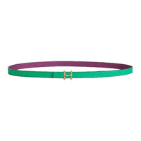 HERMES Leather Leather Belts Unisex Mint/Silver Lotus Width: 1.3cm