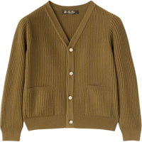Loro Piana FW24 Solid Color V-Neck Single-Breasted Long-Sleeved Autumn Leaf Color Kids'