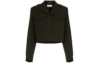 SAINT LAURENT SS21 Cropped Coat Women's Green