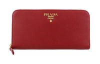 PRADA Leather Clutches Wallets Large Size Women's Red