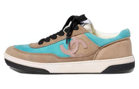 CHANEL Low-Top Skateboard Shoes Women's Brown Blue
