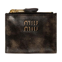 MIU MIU Lambskin Wallet Small Size Unisex Coffee