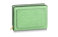 LOUIS VUITTON Grained Cow Leather Wallet Women's Light Green