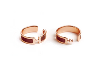 HERMES Calfskin Rose Gold-Plated Earrings Women's Rose Gold