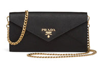 PRADA Saffiano Leather Wallets Shoulder Bag Crossbody Bag Women's Black