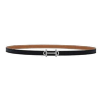 HERMES Brand Logo - Leather Belts Women's Black/Brown Width: 1.3cm