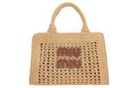 MIU MIU Synthetic Raffia Shoulder Bag, Crossbody Bag, Handbag Women's Natural Cognac