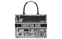 DIOR Embroidery Tote Bag, Shopping Bag, Handbag Medium Size Women's Black & White