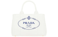 PRADA Cotton Shopping Bag Handbag Women's White