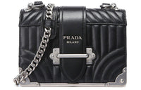 PRADA Cow Leather Chain Crossbody Bags Women's Black
