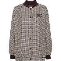 MIU MIU Logo Appliqué Button Up Bomber Jacket