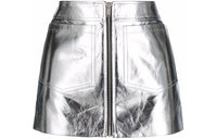 SAINT LAURENT Leather Short Skirts Women's Silver