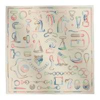 HERMES Cashmere Shawls Women's White/Blue