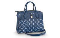 LOUIS VUITTON CITY STEAMER Python Skin Shoulder Bag Crossbody Bag Handbag Small Size Women's Blue