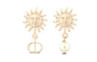 DIOR Metal Resin Pearl Earrings Women's Gold